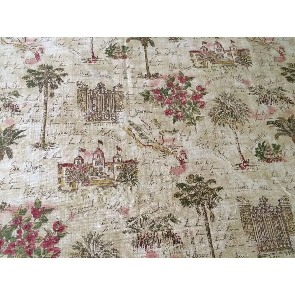 Retired Waverly Sunset Boulevard Fabric 1.8 + Yards CA Landmarks Tea Stained Tan